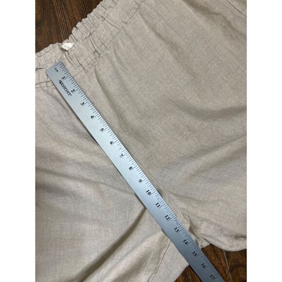 EILEEN FISHER BEIGE ORGANIC LINEN PULL ON ELASTIC WAIST WIDE LEG CROP PANTS XL - Picture 10 of 11